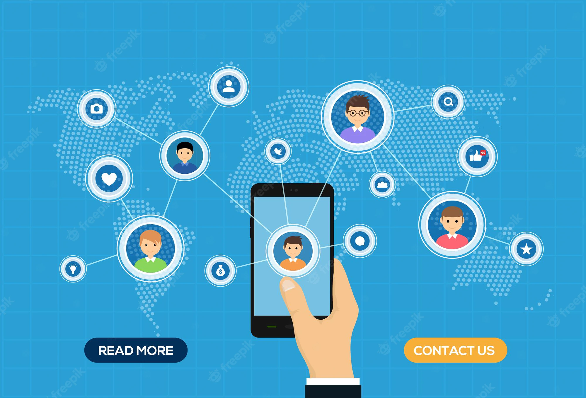 social media network connection map concept smartphone people social network illustration 41737 691